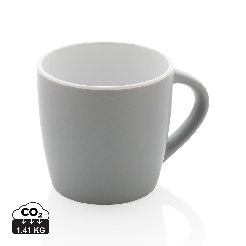 Mug personnalisé 300ml en céramique avec intérieur coloré Gris et Blanc